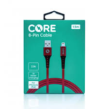 Core Braided Red 1.5 Metre Charging Cable for iPhone and iPads
